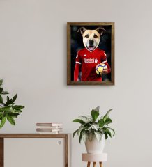 Evcil Dostlara Özel Futbolcu Tasarımlı Portre Doğal Masif Ahşap Çerçeveli Tablo 45x65cm-5