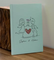 BK Gift Sevgiliye Özel İsimli Su Yeşili Defter ve Yeşil Cam Matara Hediye Seti-6, Sevgiliye Hediye, Sevgililer Günü, Yeni İş Hediyesi