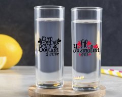 Kişiye Özel Renkli Baskılı Selvi Boylum Al Yazmalım Tasarımlı İkili Vodka Bardağı-2