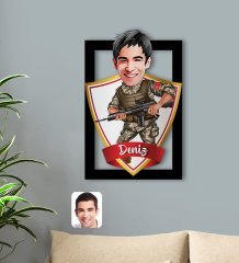 Kişiye Özel İsimli Asker Karikatürlü 3D Ahşap Tablo-1