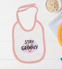 BK Kids Stay Groovy Tasarımlı Pembe Bebek Body Zıbın ve Mama Önlüğü Hediye Seti-1