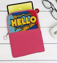 BK Gift Pop Art Tasarımlı Taşınabilir Koruyucu Tablet Kılıfı & Organizer Çanta - Pembe-16