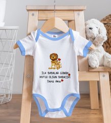 BK Kids Kişiye Özel Mavi Bebek Body Zıbın - Model 28
