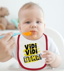 BK Kids Vidi Vidi Etma ve Tukendum Tasarımlı 2’li Kırmızı Mama Önlüğü-1