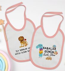 BK Kids İlk Babalar Günü Tasarımlı 2’li Pembe Mama Önlüğü-1
