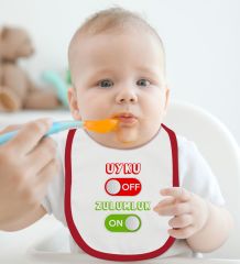 BK Kids Uyku Off Tasarımlı Kırmızı Bebek Mama Önlüğü-1