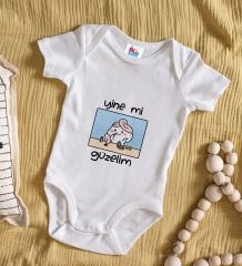 BK Kids Yine Mi Güzelim Tasarımlı Beyaz Bebek Body Zıbın-1
