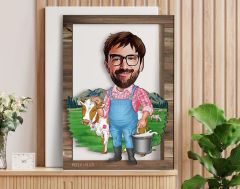 BK Gift Kişiye Özel Çiftçi Karikatürlü 3D Ahşap Tablo, Sevgiliye Hediye, Arkadaşa Hediye, Yıl Dönümü Hediyesi, Doğum Günü Hediyesi-1