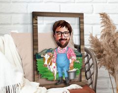 BK Gift Kişiye Özel Çiftçi Karikatürlü 3D Ahşap Tablo, Sevgiliye Hediye, Arkadaşa Hediye, Yıl Dönümü Hediyesi, Doğum Günü Hediyesi-1