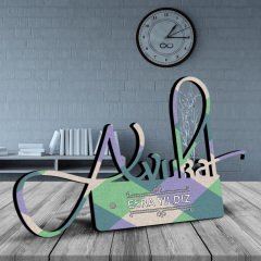 Kişiye Özel Mesleki Avukat Ahşap Masa İsimliği - D8