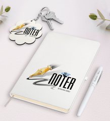 Kişiye Özel Noter Beyaz Defter Kalem Ve Anahtarlık Hediye Seti