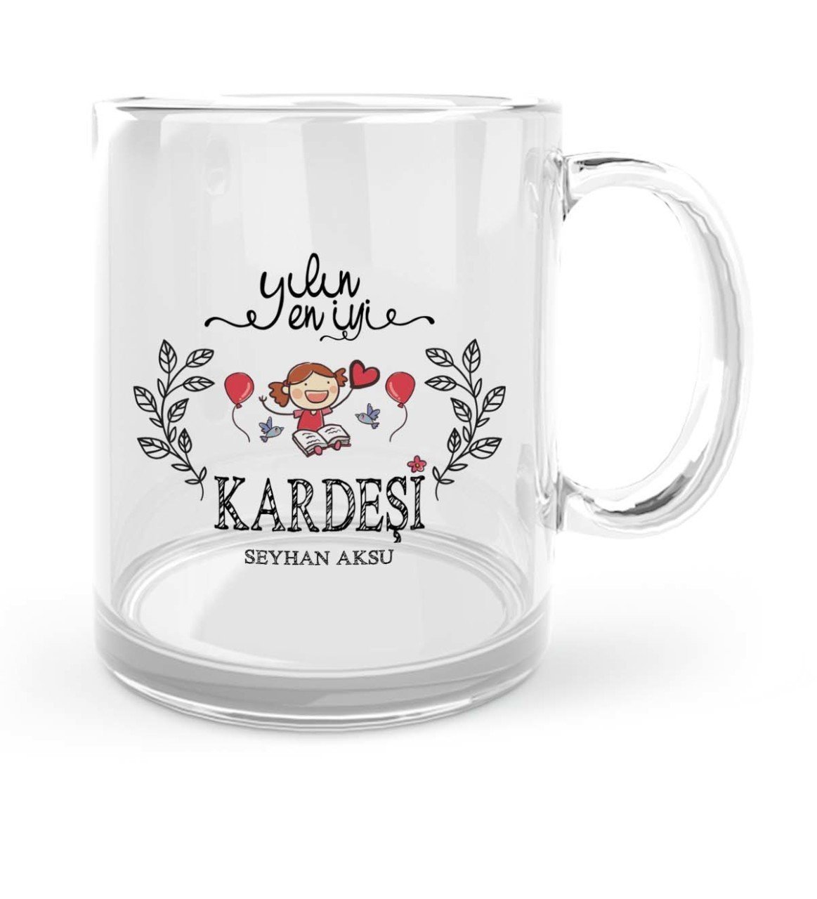 Kişiye Özel Yılın En İyi Kardeşi Cam Kupa Bardak - 1
