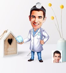 Kişiye Özel Bay Diş Hekimi Karikatür Ahşap Biblo - 3