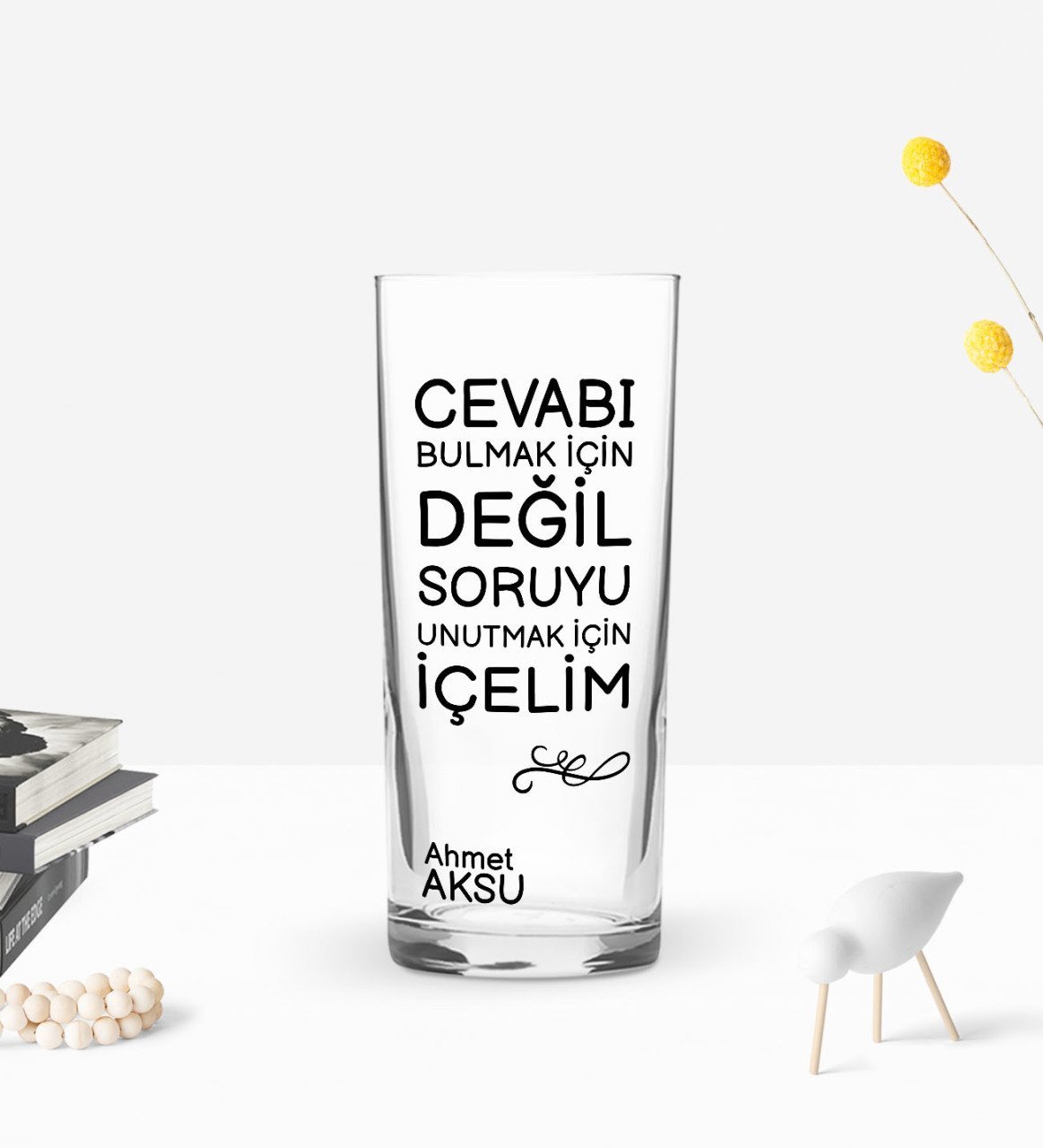 Kişiye Özel Renkli Baskılı Cevabı Bulmak İçin Değil Tasarımlı Rakı Bardağı-1