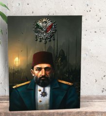 BK Gift Sultan II Abdülhamid Han Tasarımlı Dekoratif Mini Kanvas Tablo 15x20cm-3