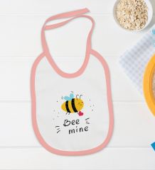 BK Kids Bee Mine Tasarımlı Pembe Bebek Body Zıbın ve Mama Önlüğü Hediye Seti-1