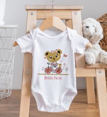 BK Kids İsimli Sevimli Ayı Tasarımlı Bebek Body Zıbın - Model 2