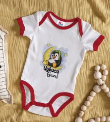 BK Kids Uykucu Güzel Tasarımlı Kırmızı Bebek Body Zıbın-1