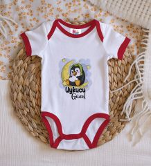 BK Kids Uykucu Güzel Tasarımlı Kırmızı Bebek Body Zıbın-1