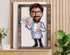 BK Gift Kişiye Özel Pizzacı Karikatürlü 3D Ahşap Tablo, Sevgiliye Hediye, Arkadaşa Hediye, Yıl Dönümü Hediyesi, Doğum Günü Hediyesi-1
