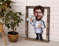 BK Gift Kişiye Özel Pizzacı Karikatürlü 3D Ahşap Tablo, Sevgiliye Hediye, Arkadaşa Hediye, Yıl Dönümü Hediyesi, Doğum Günü Hediyesi-1
