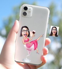 Kişiye Özel Bayan Karikatürlü iPhone 11 İnce Şeffaf Silikon Telefon Kapağı-22