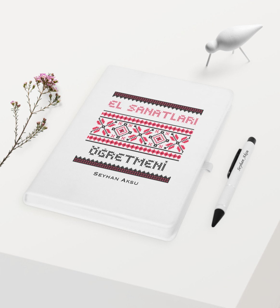Kişiye Özel El Sanatları Öğretmeni Temalı Beyaz Defter Kalem Hediye Seti - 1
