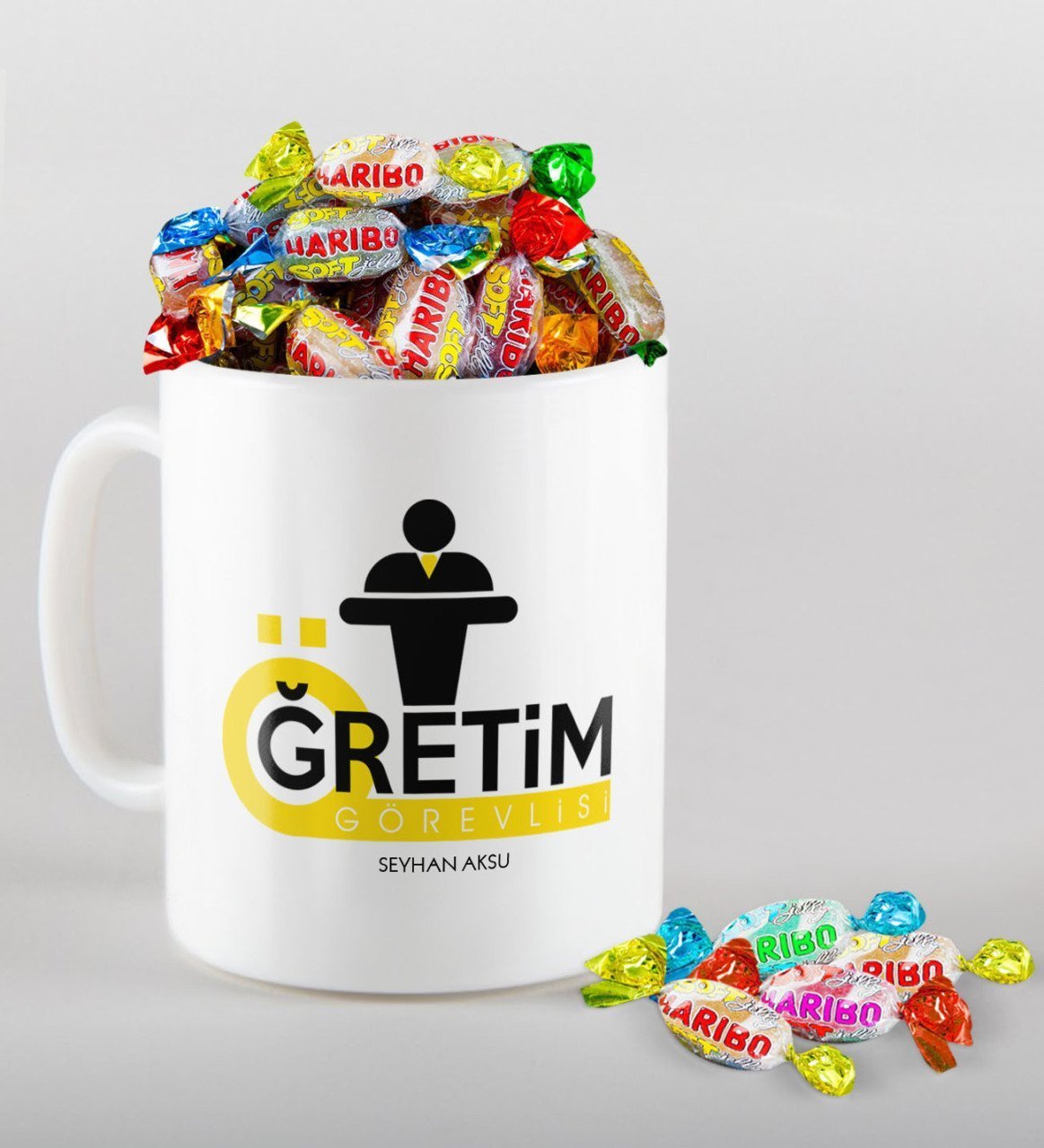 Kişiye Özel Öğretim Görevlisi Kupa ve Haribo Şeker Hediye Seti