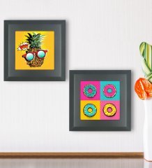 BK Gift Popart Tasarımlı 2’li Ahşap Çerçeveli Taş Duvar Dekoru-12