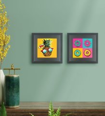 BK Gift Popart Tasarımlı 2’li Ahşap Çerçeveli Taş Duvar Dekoru-12
