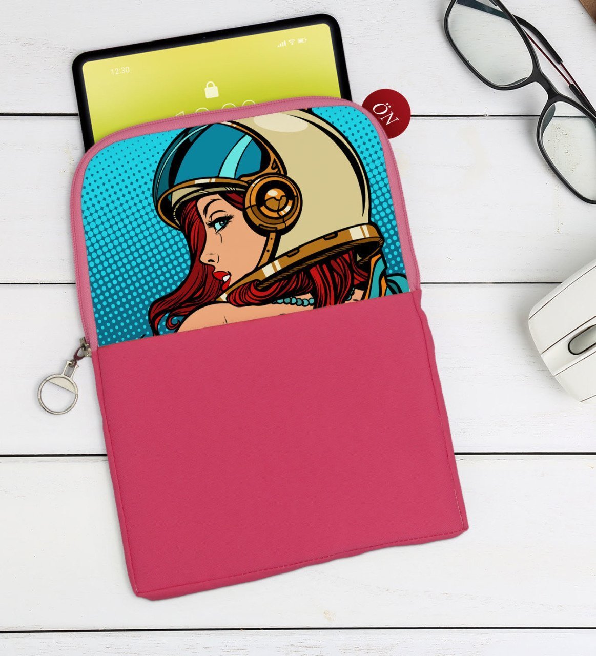 BK Gift Pop Art Tasarımlı Taşınabilir Koruyucu Tablet Kılıfı & Organizer Çanta - Pembe-14