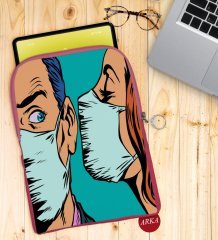 BK Gift Pop Art Tasarımlı Taşınabilir Koruyucu Tablet Kılıfı & Organizer Çanta - Pembe-14