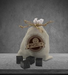 BK Gift Whiskey Tasarımlı Özel Kesesinde 12’li Doğal Granit Viski Soğutma Taşı Seti - Model 1