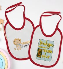 BK Kids Trakya Kızanı Tasarımlı 2’li Kırmızı Mama Önlüğü-1