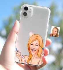 Kişiye Özel Bayan Karikatürlü iPhone 11 İnce Şeffaf Silikon Telefon Kapağı-21