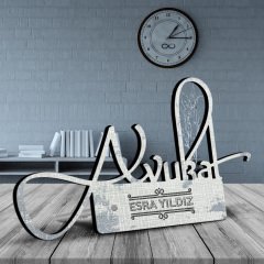 Kişiye Özel Mesleki Avukat Ahşap Masa İsimliği - D10