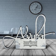 Kişiye Özel Mesleki Avukat Ahşap Masa İsimliği - D10