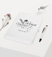 Kişiye Özel Edebiyat Öğretmeni Temalı Beyaz Defter Kalem Hediye Seti - 3
