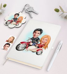 Kişiye Özel Sevgili Karikatürlü Beyaz Defter Kalem ve Anahtarlık Hediye Seti-12