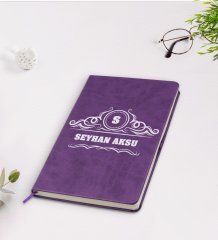 Kişiye Özel İsimli Mor Termo Deri Defter Model 33