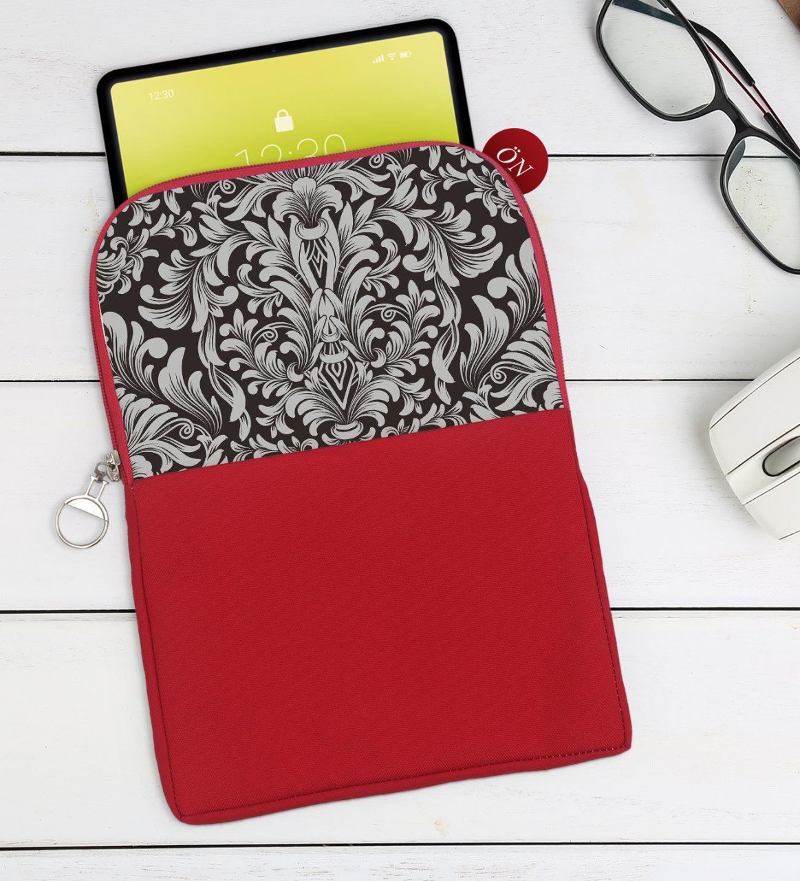 BK Gift Retro Motif Tasarımlı Taşınabilir Koruyucu Tablet Kılıfı & Organizer Çanta - Kırmızı-2