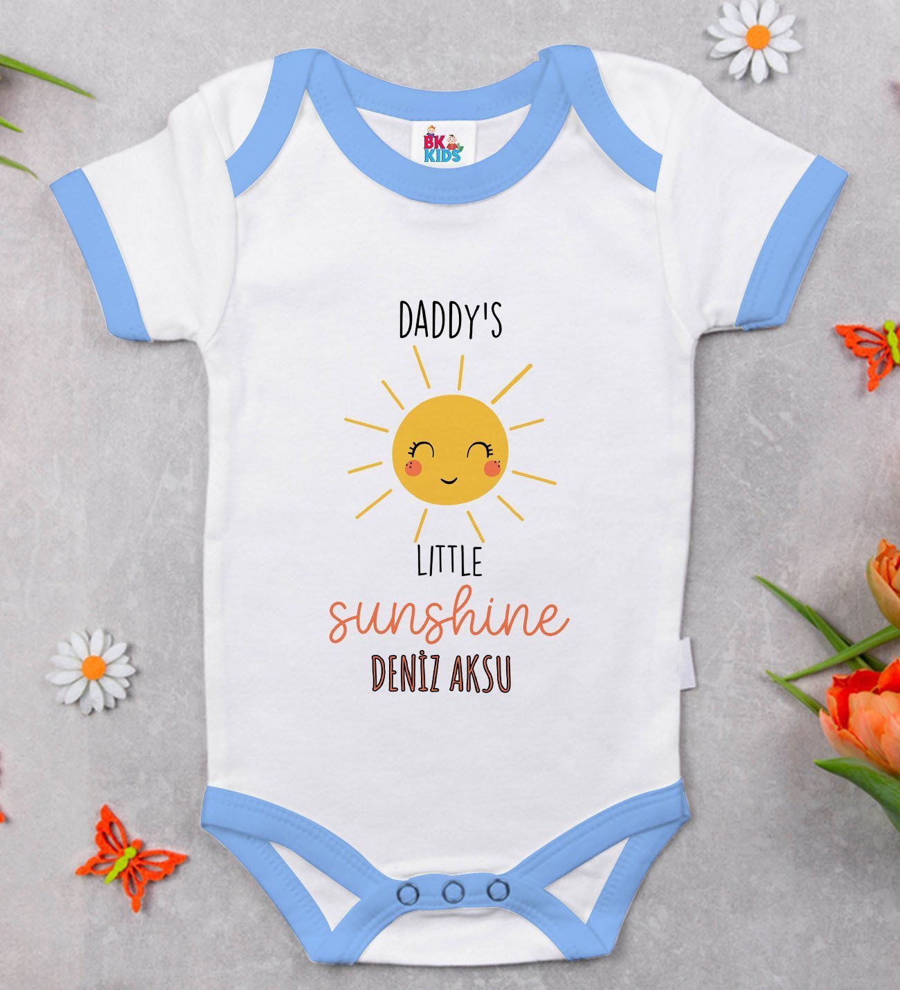 BK Kids Kişiye Özel Mavi Bebek Body Zıbın - Model 25