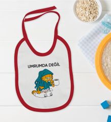 BK Kids Umrumda Değil Tasarımlı Kırmızı Bebek Mama Önlüğü-1