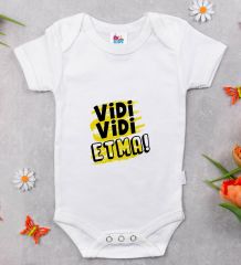 BK Kids Vidi Vidi Etma Tasarımlı Beyaz Bebek Body Zıbın-1