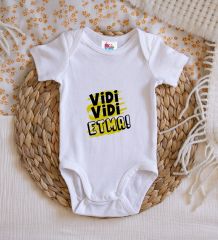 BK Kids Vidi Vidi Etma Tasarımlı Beyaz Bebek Body Zıbın-1