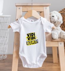 BK Kids Vidi Vidi Etma Tasarımlı Beyaz Bebek Body Zıbın-1