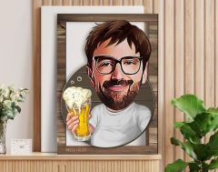 BK Gift Kişiye Özel Beer Man Karikatürlü 3D Ahşap Tablo, Sevgiliye Hediye, Arkadaşa Hediye, Yıl Dönümü Hediyesi, Doğum Günü Hediyesi-1