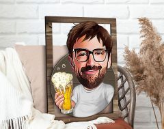 BK Gift Kişiye Özel Beer Man Karikatürlü 3D Ahşap Tablo, Sevgiliye Hediye, Arkadaşa Hediye, Yıl Dönümü Hediyesi, Doğum Günü Hediyesi-1