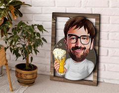 BK Gift Kişiye Özel Beer Man Karikatürlü 3D Ahşap Tablo, Sevgiliye Hediye, Arkadaşa Hediye, Yıl Dönümü Hediyesi, Doğum Günü Hediyesi-1
