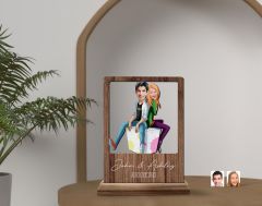 BK Gift Kişiye Özel Sevgililer Karikatürlü Ahşap Standlı Biblo, Sevgililer Günü Hediyesi, Doğum Günü Hediyesi, Yıl Dönümü Hediyesi-13